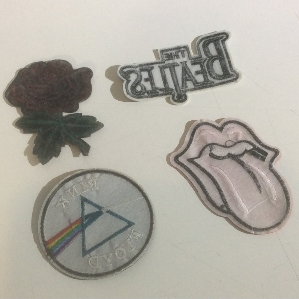 4 Rock and Roll Beatles Pink Floyd Rolling Stones Rose Iron On Embroidered Patch - Picture 6 of 6